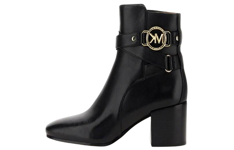(Women) MICHAEL KORS Leather Short Boot 'Fashion Chunky Heel Black' 40F2ROME7L001