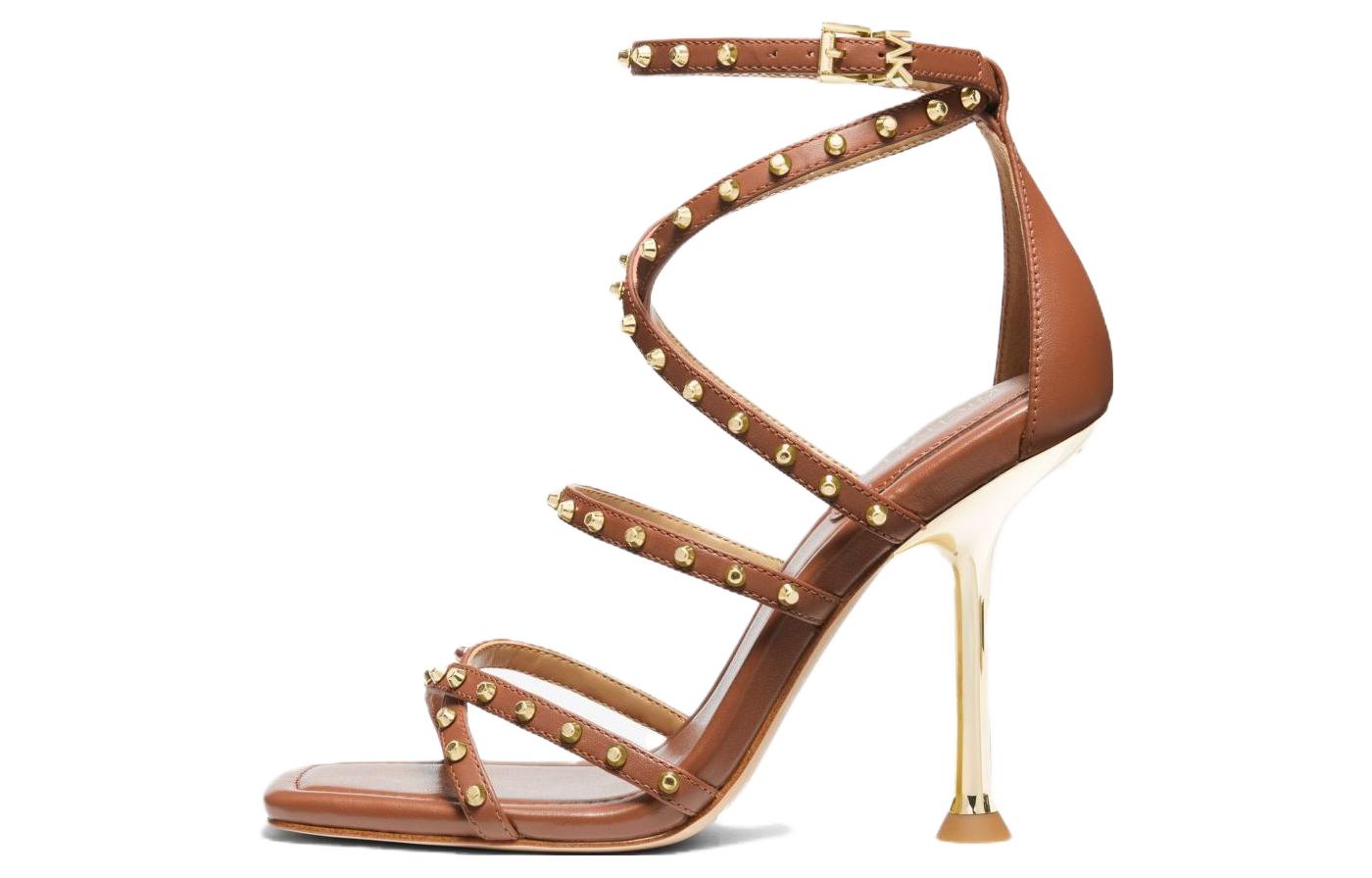 (W) MICHAEL KORS Leather Simple CMFT Slide Sandals 'Brown'