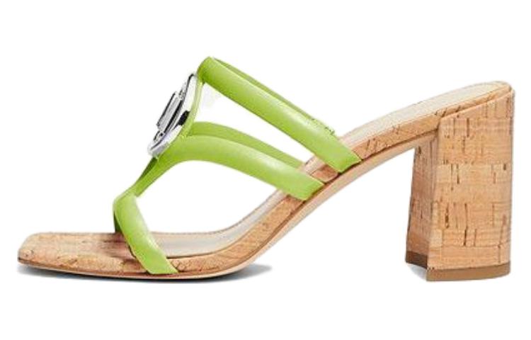 (W) MICHAEL KORS Leather Slide 'Green Brown'