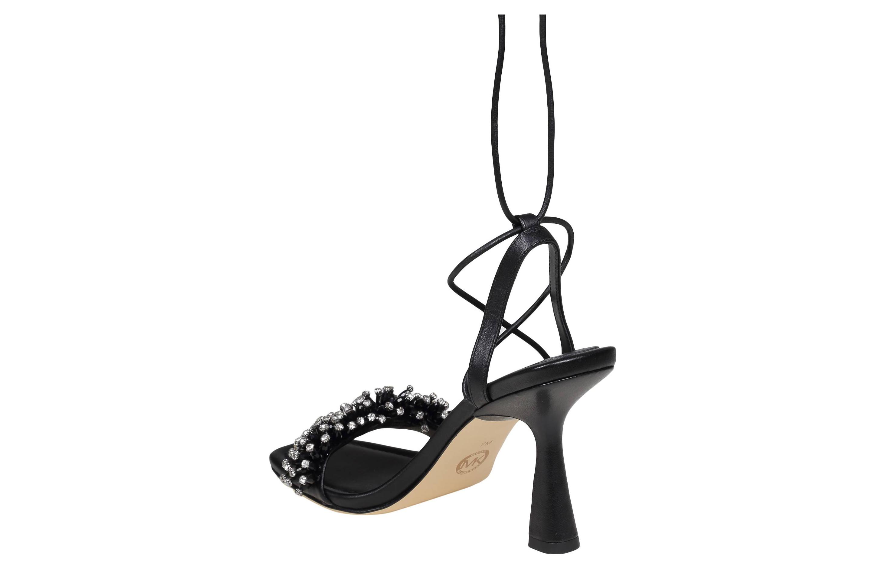Lookbook (W) MICHAEL KORS Kasut Tumit Tinggi Kulit Lace-up 'Sandal Fesyen Hitam' 40S3LCHS1L001