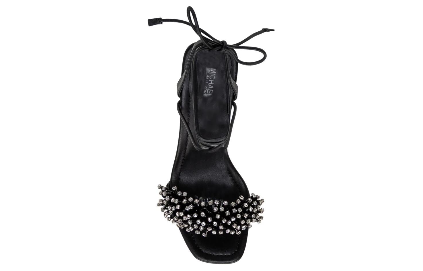Shop (W) MICHAEL KORS Kasut Tumit Tinggi Kulit Lace-up 'Sandal Fesyen Hitam' 40S3LCHS1L001