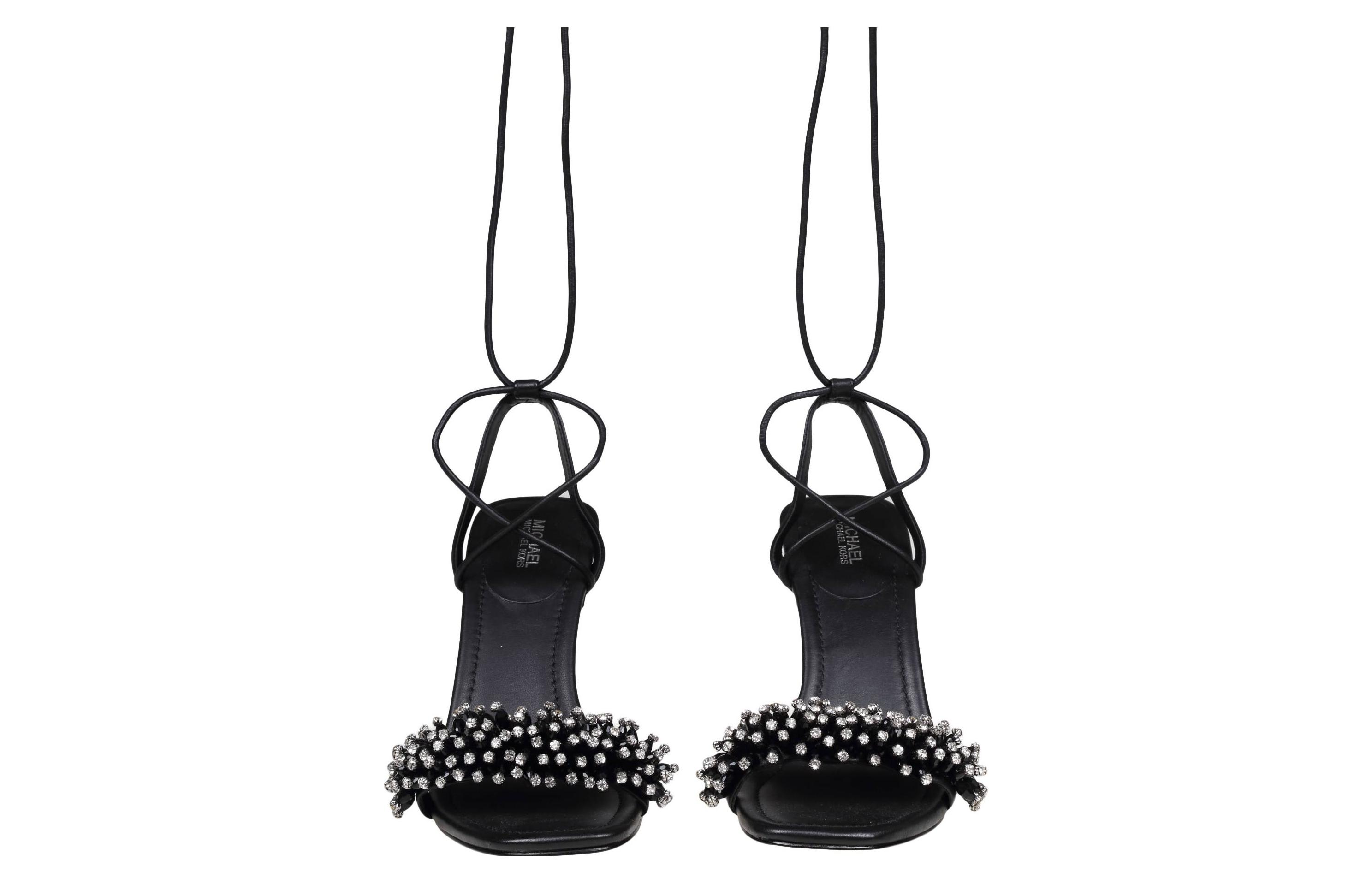Purchase (W) MICHAEL KORS Kasut Tumit Tinggi Kulit Lace-up 'Sandal Fesyen Hitam' 40S3LCHS1L001