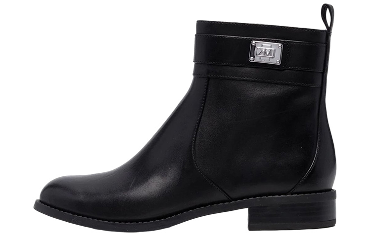 (W) MICHAEL KORS Leather Zip Ankle Boots 'Black'