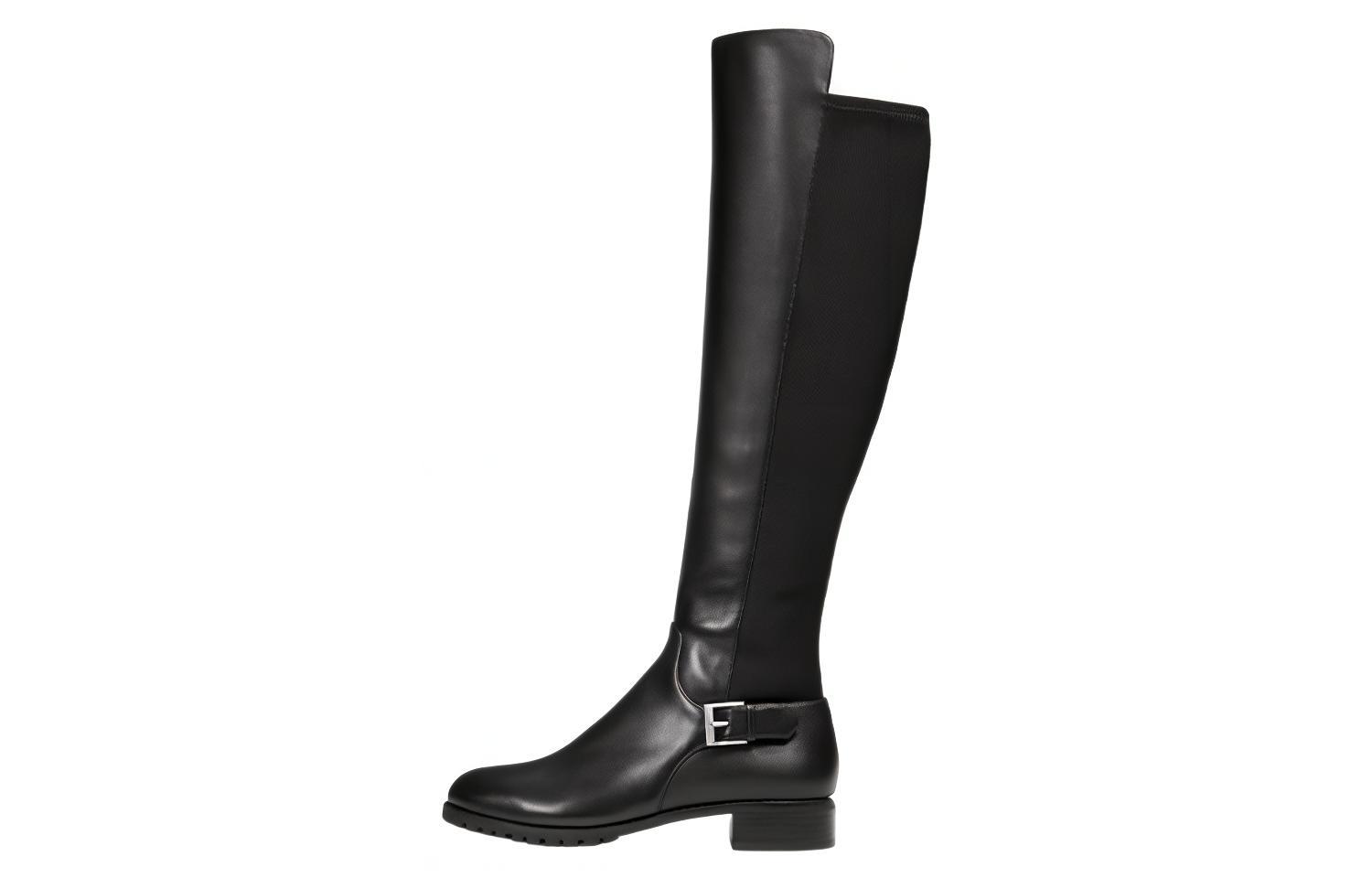 (Women) MICHAEL KORS Leather Zipper Block Heel Tall Boots 'Black' 40F9BNFB6L001