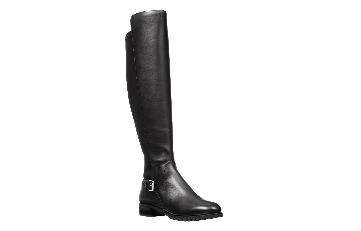 (W) MICHAEL KORS Leather Zipper Block Heel Tall Boots 'Black' 圖 3