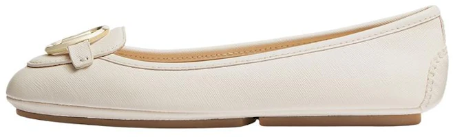 (Women) MICHAEL KORS Lillie 'White Leather Ballet Flats' 40R9LIFP1L289 (Women) MICHAEL KORS Lillie 'White Leather Ballet Flats' 40R9LIFP1L289