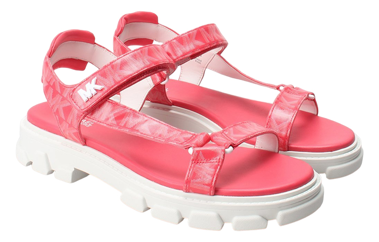 (W) MICHAEL KORS Logo Print Velcro Fashion Sandals 'Pink' 圖 2