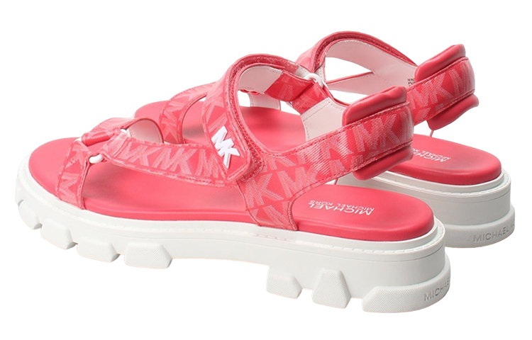 (W) MICHAEL KORS Logo Print Velcro Fashion Sandals 'Pink' 圖 3