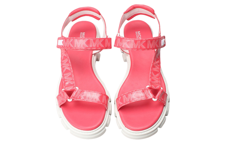 (W) MICHAEL KORS Logo Print Velcro Fashion Sandals 'Pink' 圖 4
