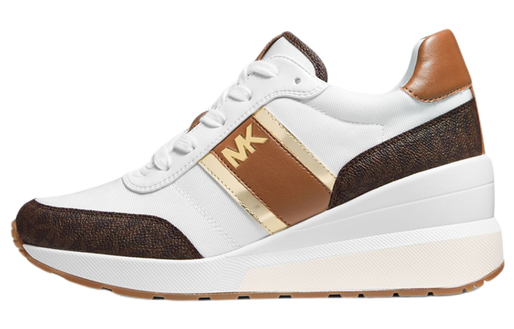 (Women) MICHAEL KORS Mabel Canvas Platform Sneaker 'White Brown' 43F1MBFSCB
