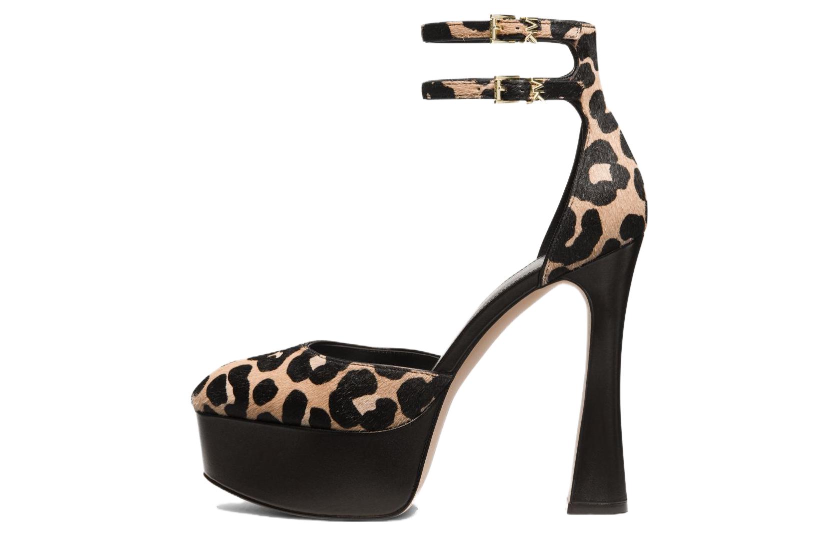 (W) MICHAEL KORS Martina High Heels 'Black Leopard Print Calf Hair Cup-Heel'