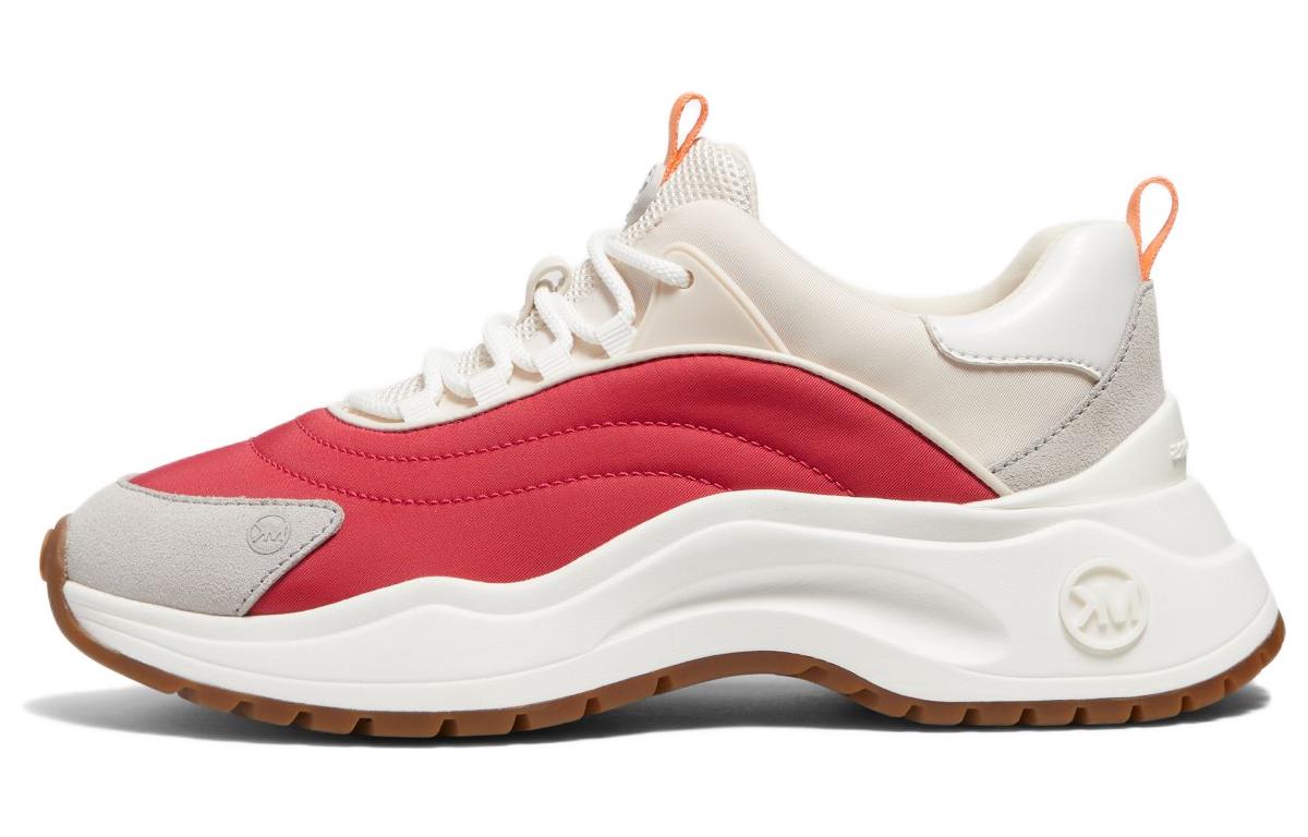 (W) MICHAEL KORS Mesh and Leather Lace-Up Round-Toe Low-Top 'Beige Red'