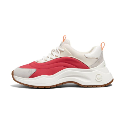 (W) MICHAEL KORS Mesh and Leather Lace-Up Round-Toe Low-Top 'Beige Red'