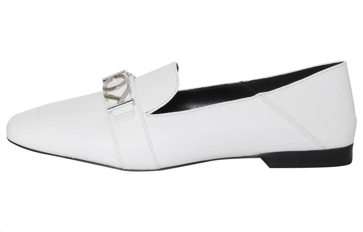 (Women) MICHAEL KORS MICHAEL Leather Round-Toe Slip-On Flat 'White' 40R3MDFP1L085