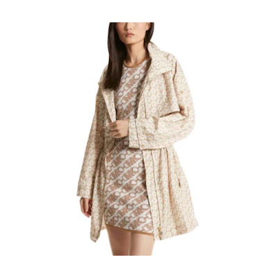 (Women) Michael Kors MMK SS24 Logo Print Zip-Up Casual Loose Jacket Beige Women. MR420DPBC3-110
