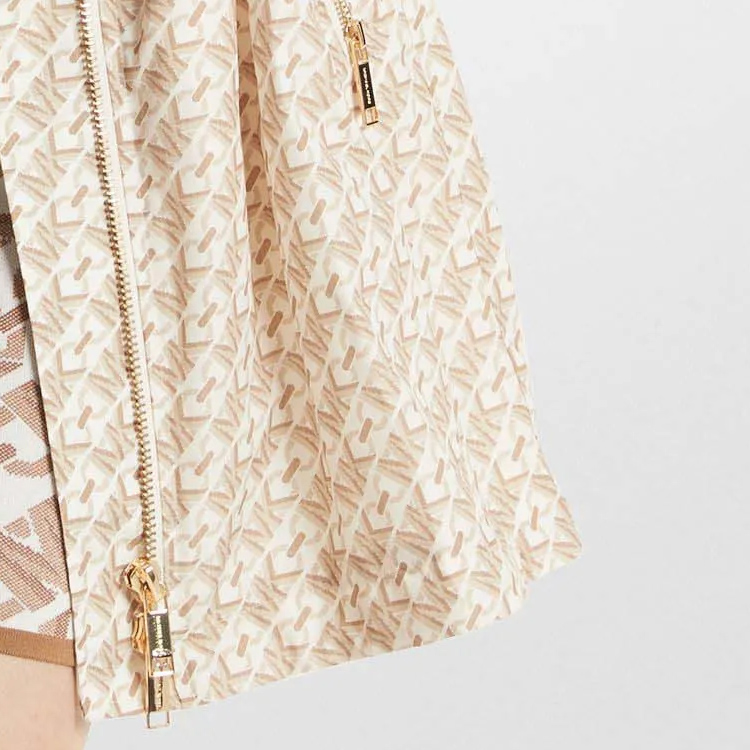 Shop (W) Michael Kors MMK SS24 标志印花拉链休闲宽松夹克 米色 女款 MR420DPBC3-110