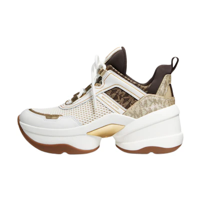 (W) MICHAEL KORS Olympia 'White Mesh and Metallic Logo'