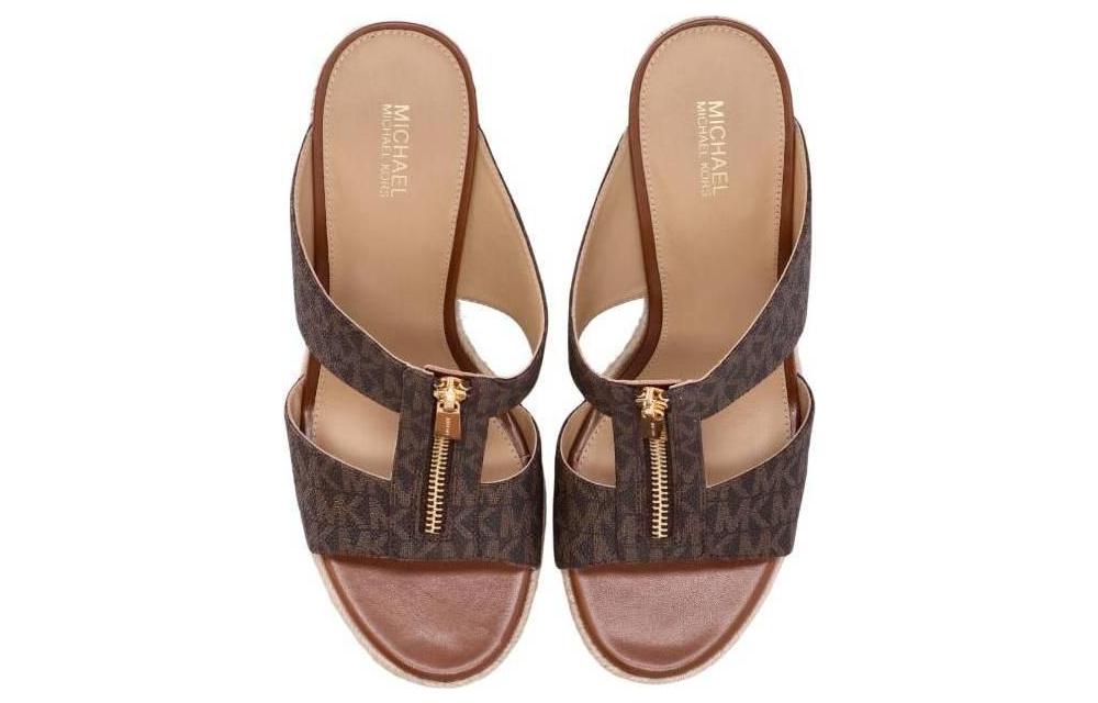(W) MICHAEL KORS Open Toe Platform Wedge 'Fashion Slide Brown' 圖 5