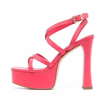 (W) MICHAEL KORS Paola 'Coral Pink Buckle High Heel'