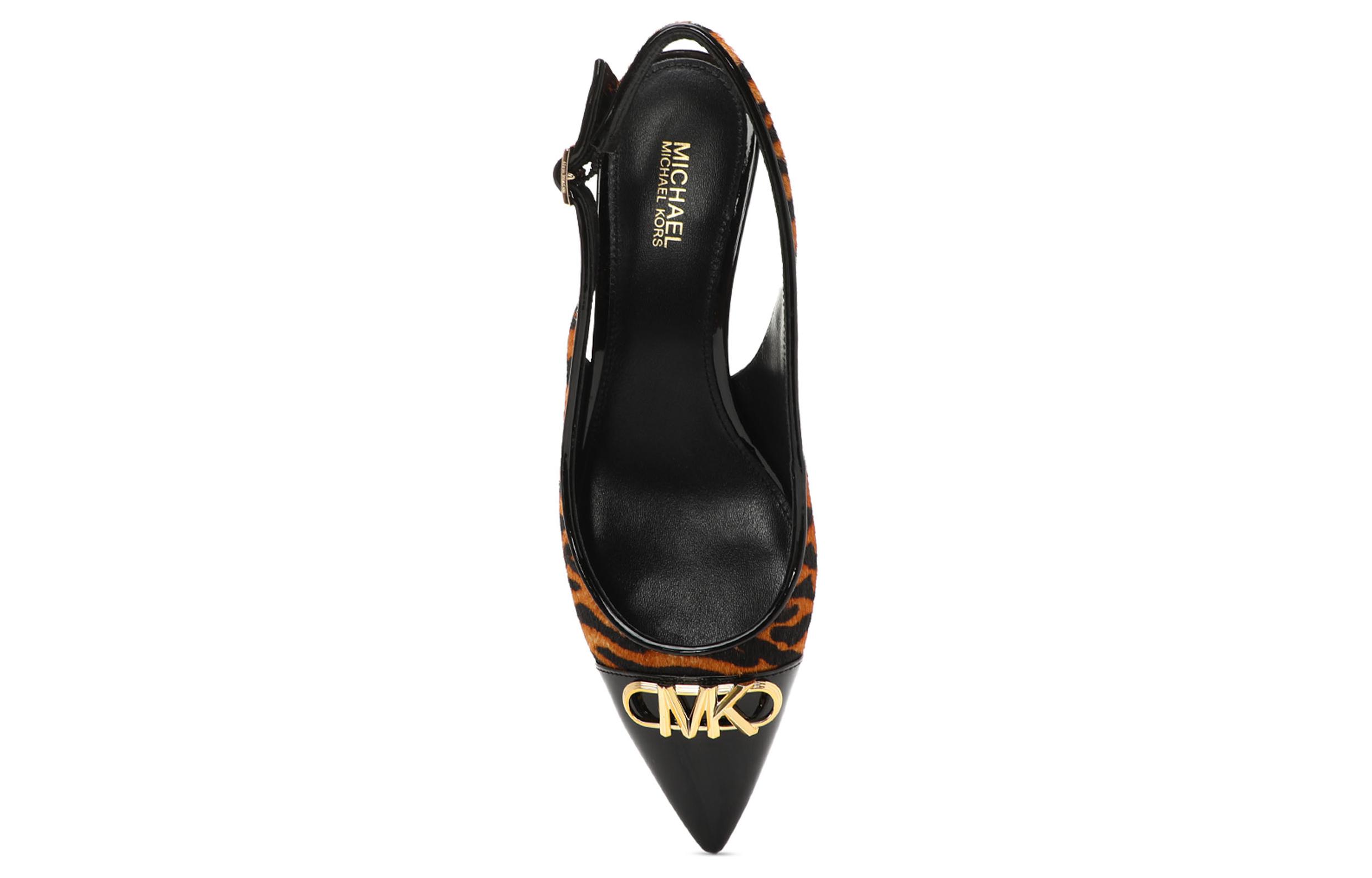 Shop (W) MICHAEL KORS Parker Flex Hitam Kuning 'Sepatu Heels Rendah Print Harimau' 40F2PKMG1H