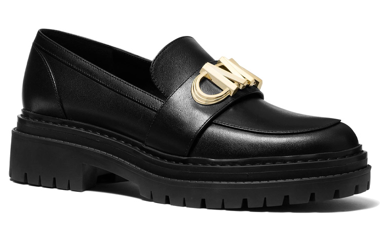 (W) MICHAEL KORS Parker Loafers 'Black Leather Logo' 圖 3