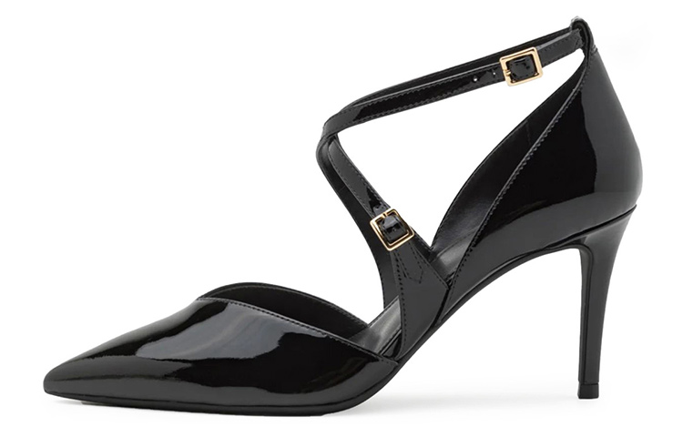 Buy MICHAEL KORS 漆皮 尖頭搭扣 細跟高跟鞋 7.5cm 女款 黑色