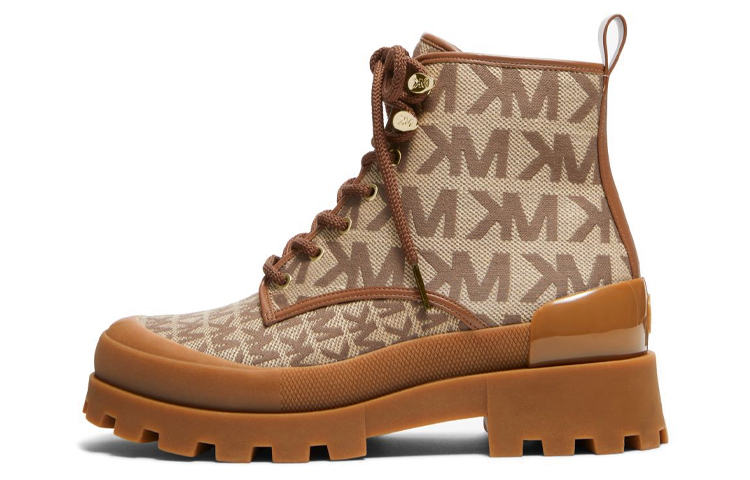 (W) MICHAEL KORS Payton Lace-Up Boot 'Beige Logo Jacquard'