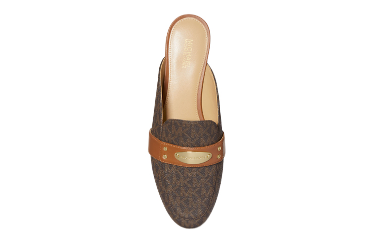 Shop (Women) MICHAEL KORS Plate 'Logo Mule Sandal - Dark Brown' 40T2MKFP1B212