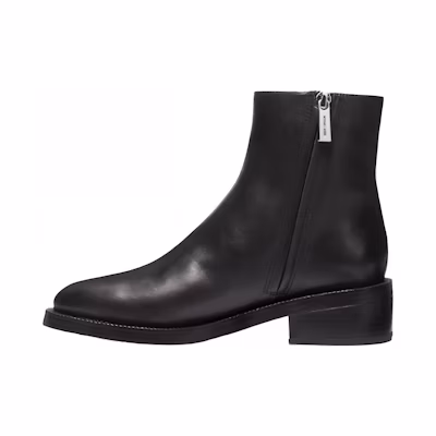 (W) MICHAEL KORS Regan Leather Zip Flat Ankle Boots 'Black'