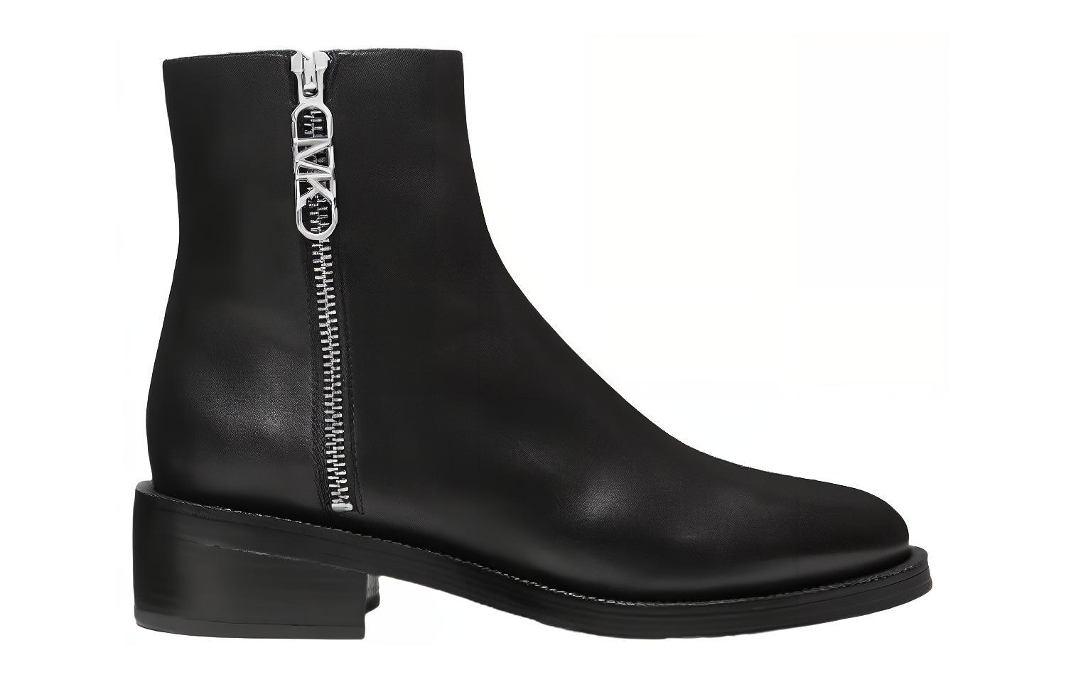 Order (W) MICHAEL KORS Regan Sepatu Boot Kulit Ritsleting Datar 'Hitam' 40F3RGME5L001