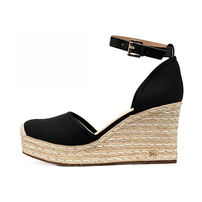 (W) MICHAEL KORS Round Toe Buckle Wedge High Heel 'Beige Black'