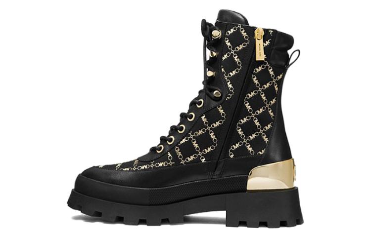(Women) MICHAEL KORS Round Toe Slip-On Short Mid-Calf Boots 'Black Martin' 40F3RWFE7S1092