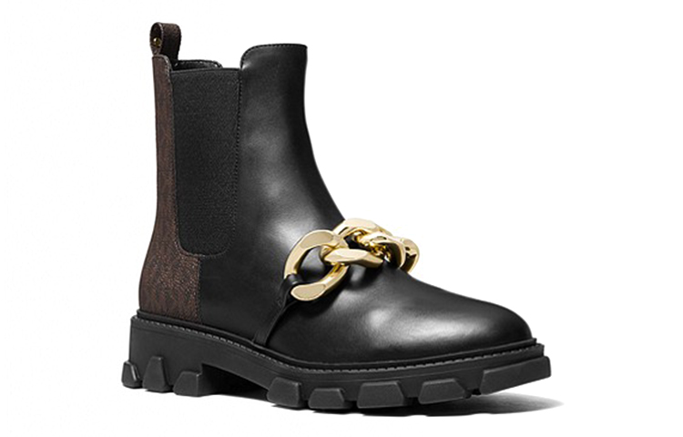 (W) MICHAEL KORS Scarlett 'Black Logo Chain Leather Bootie' 圖 2