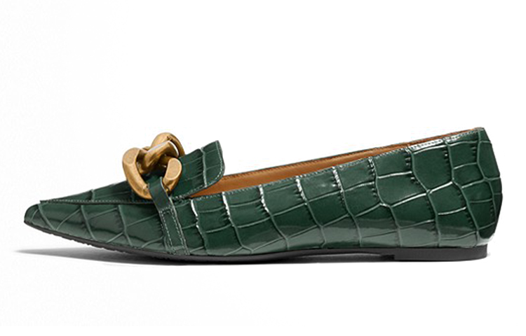 (W) MICHAEL KORS Scarlett Flat 'Green Croc Embossed'