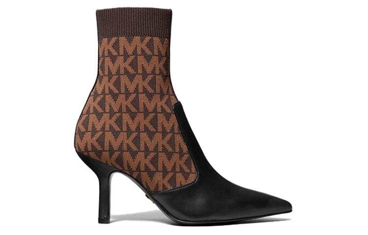 (W) MICHAEL KORS Shiloh Logo Knit and Leather Bootie 'Brown' 圖 2