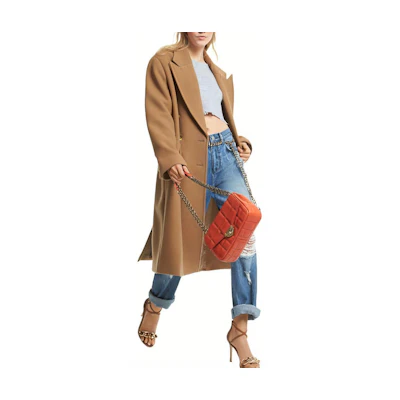 (Women) Michael Kors SS23 Double-Breasted Mid-Length Coat in Deep Camel. MF1202HF8P-211