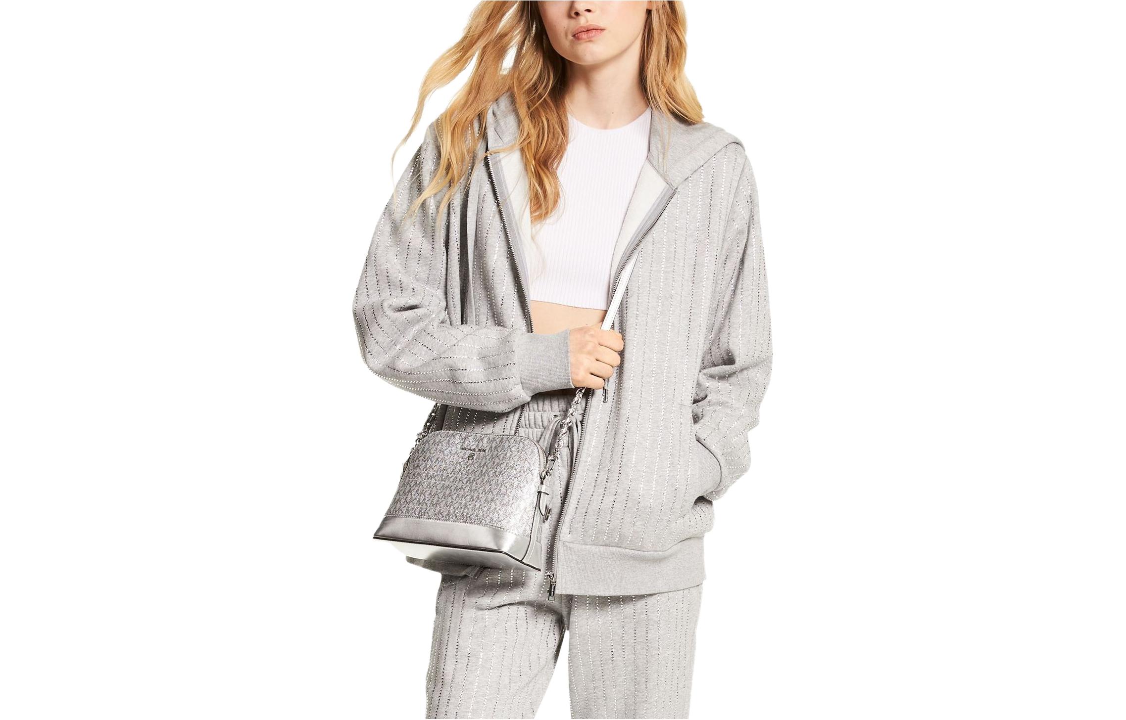 Order (W) 迈克高仕 SS23 灰色水晶装饰休闲夹克. MF250XR23G-036