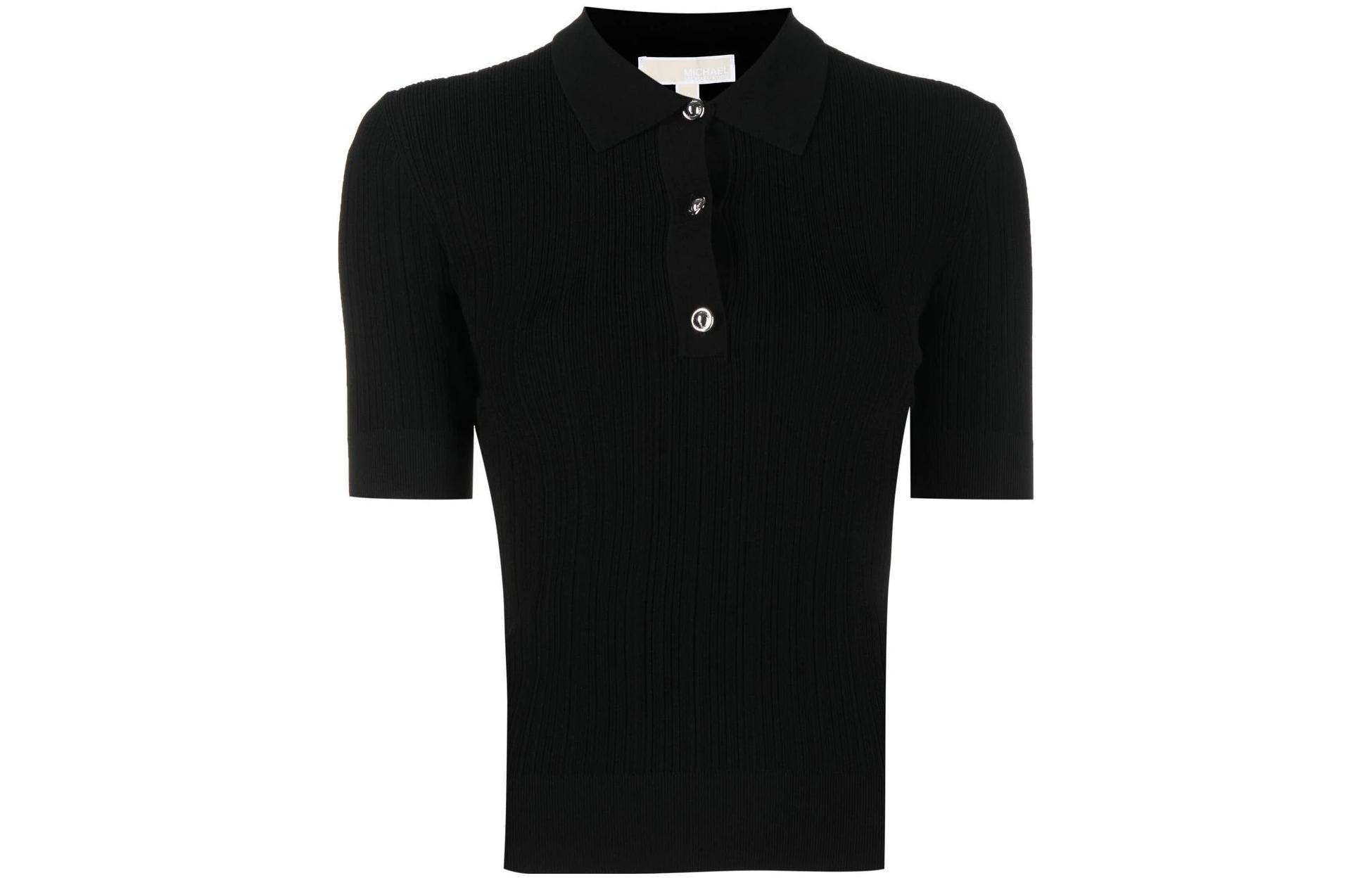 Order (W) マイケルコース SS23 ソリッドブラック カジュアル半袖ポロシャツ. MS2600C33D-001