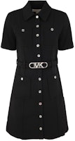 (Women) Michael Kors SS23 Solid Waist-Tie Shirt Dress Black Short Sleeve Dress MR381GJ3GZ-001 (Women) Michael Kors SS23 Solid Waist-Tie Shirt Dress Black Short Sleeve Dress MR381GJ3GZ-001