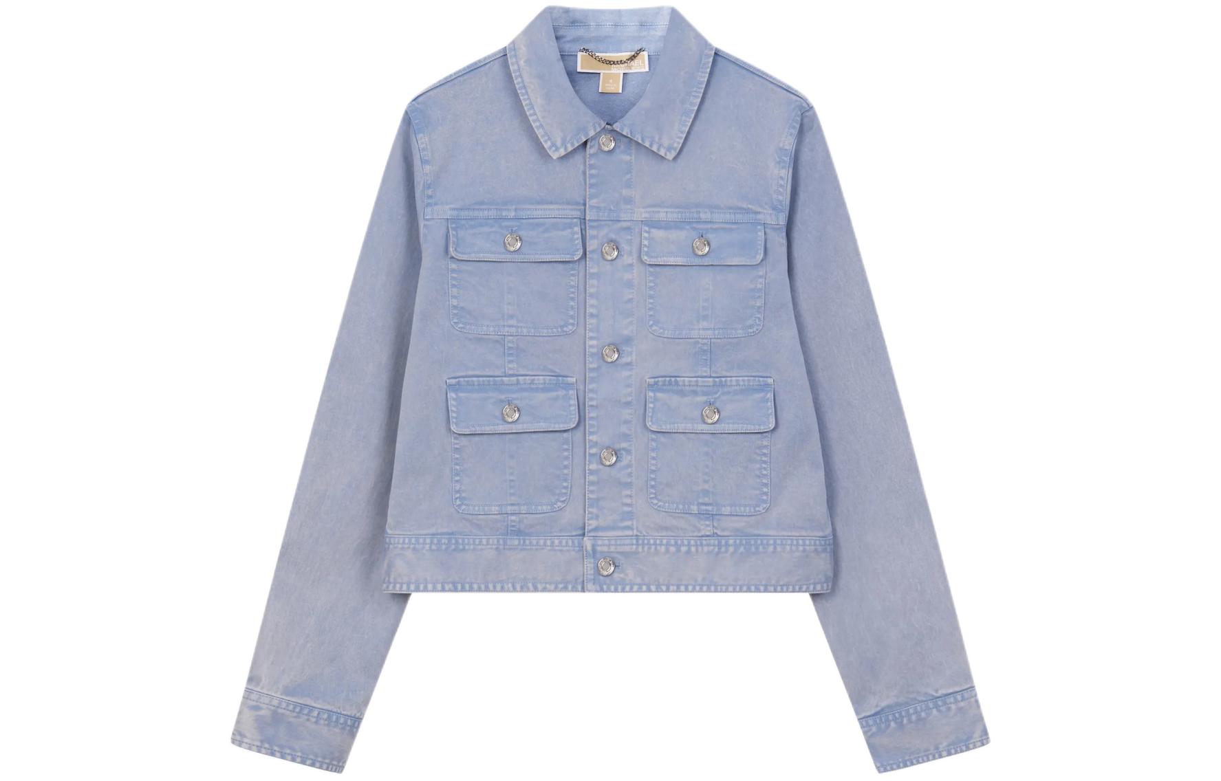 (Women) MICHAEL KORS SS24  Light Blue Denim Jacket with Single Button Closure. MS41059E72-424