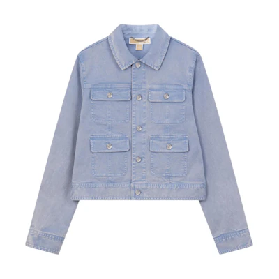 (Women) MICHAEL KORS SS24 Light Blue Denim Jacket with Single Button Closure. MS41059E72-424