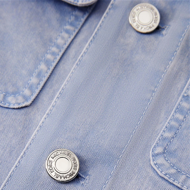 Purchase (Women) MICHAEL KORS SS24  Light Blue Denim Jacket with Single Button Closure. MS41059E72-424
