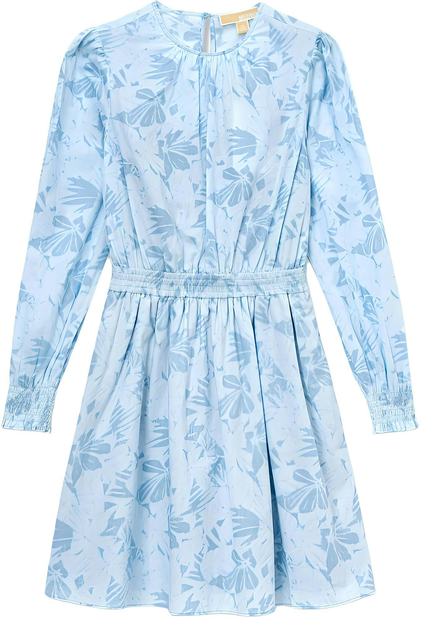 women-michael-kors-ss-24-light-blue-palm-print-long-sleeve-belted-dress-ms-4827-getz-424