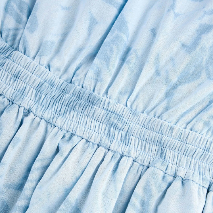 Shop (W) 迈克高仕 SS24 浅蓝色棕榈印花长袖系腰连衣裙. MS4827GETZ-424