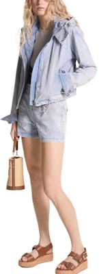 (W) 迈克高仕 SS24 浅蓝色水洗牛仔拉链连帽夹克外套. MS420EAE72-424 Order (W) 迈克高仕 SS24 浅蓝色水洗牛仔拉链连帽夹克外套. MS420EAE72-424