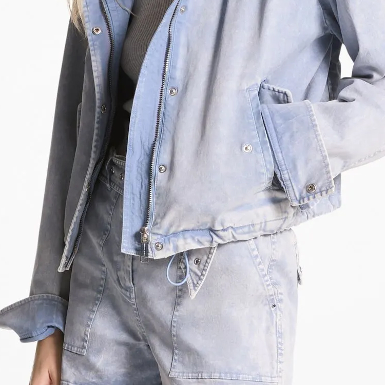 Shop (W) 迈克高仕 SS24 浅蓝色水洗牛仔拉链连帽夹克外套. MS420EAE72-424