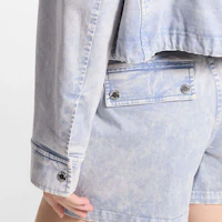 Sizing (W) Michael Kors SS24 淺藍洗水牛仔拉鍊連帽外套。 MS420EAE72-424