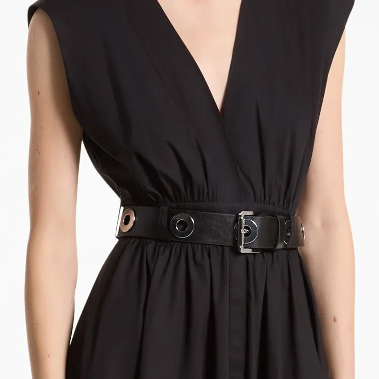 Shop (W) 迈克高仕SS24无袖V领中长连衣裙附腰带 - 黑色 MT482F5F4C-001