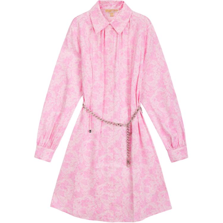 Order (W) 迈克高仕 SS24 女士粉色花卉链领中长连衣裙 MS480LCE3D-682