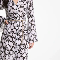Details for (W) Michael Kors SS24 花卉印花鏈條長袖中長裙 女 黑色 MS4825DAUY-048